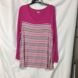 Lane Bryant Womens Pink Stripped Shirt Size 18/20 Like-NEW Condition
